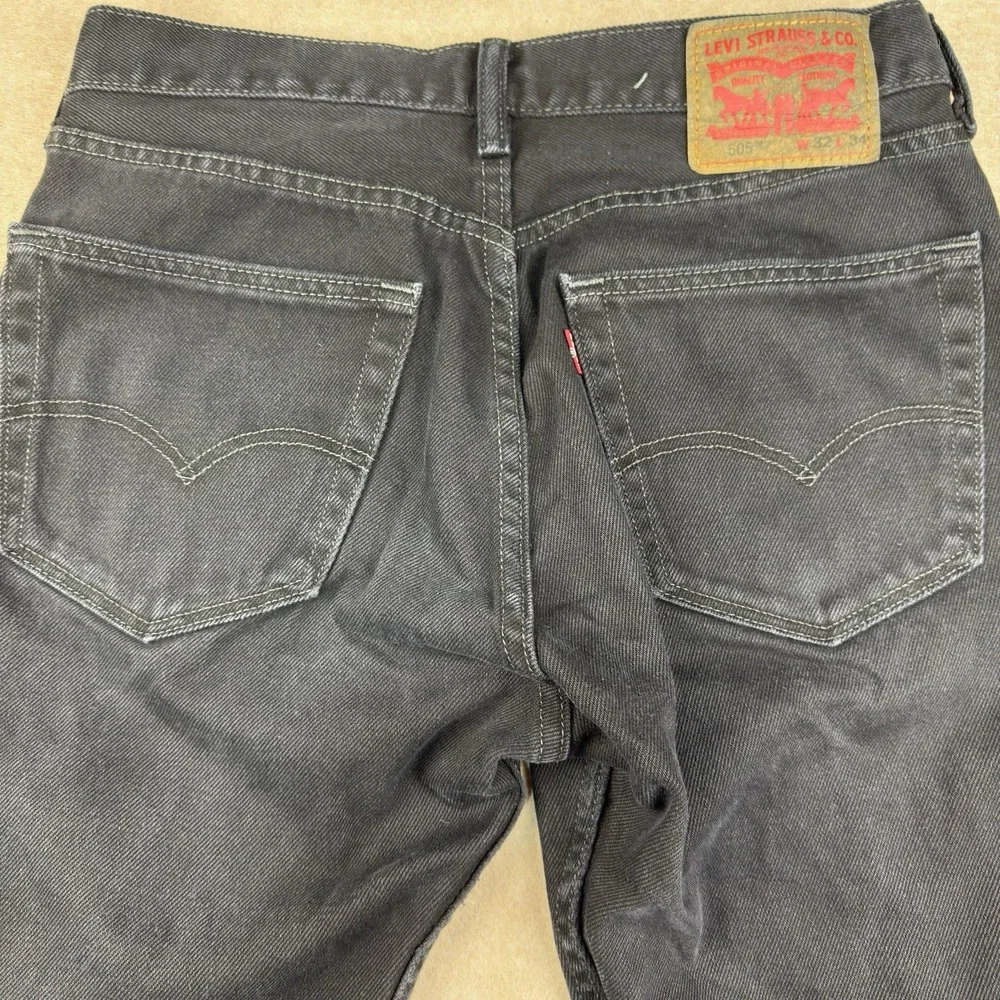 Levi’s 505 Men’s Jeans 32x34 Faded Black Denim‎ Mid Rise Straight Leg Dark Wash